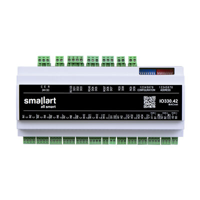 IO330.42 I/O Modülü, 2AI (0-10V)-4AO-13PI (NTC10K, DI)-9DO-2DI-3RS-485 Port BACnet, 24V DC Besleme
