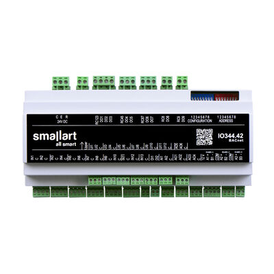 IO344.42 I/O Modülü, 2AI (0-10V)-6AO-13PI (NTC10K, DI)-12UI-9DO-2DI-3RS-485 Port BACnet, 24V DC Besleme