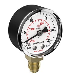 Pakkens Manometre 50mm Alttan Bağlantı 1/4" 1-60 bar Metal Gövde Akrilik Kapak - 1
